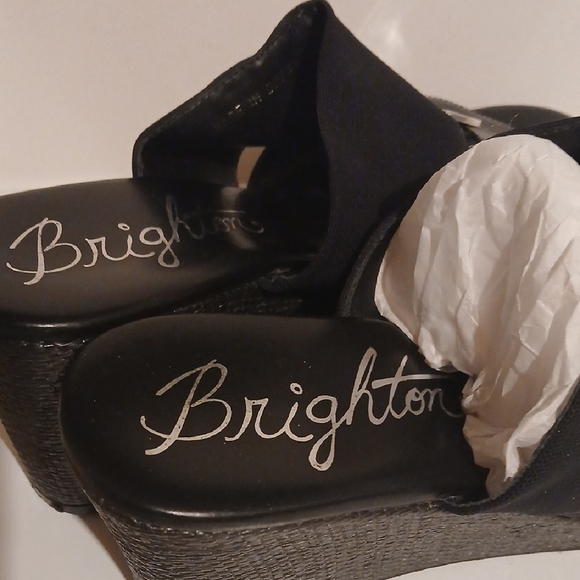 Brighton Black Patent Leather Mules with Silver Accents - Picture 2 of 7